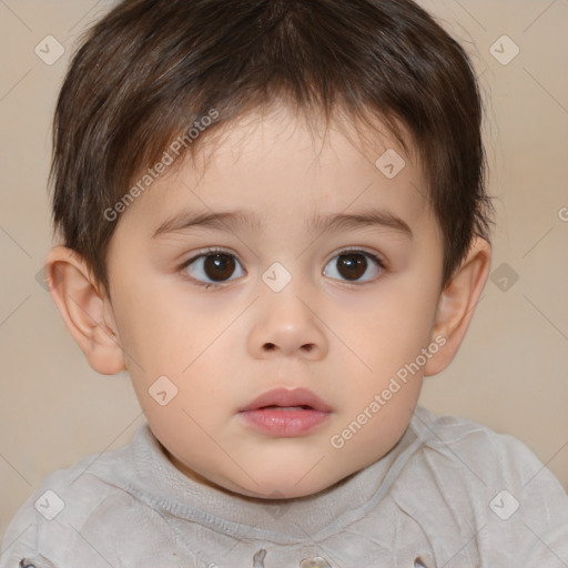 Neutral white child male with short  brown hair and brown eyes