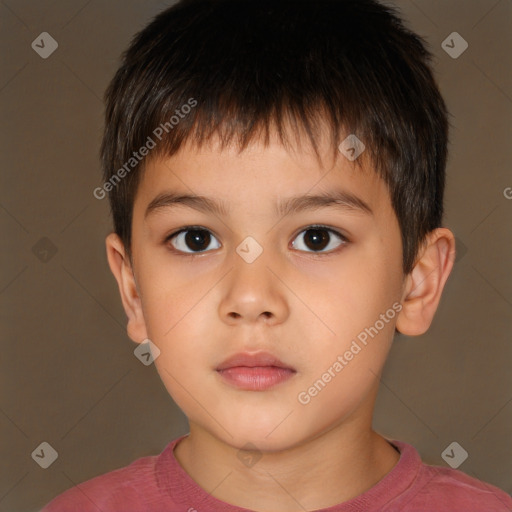 Neutral white child male with short  brown hair and brown eyes