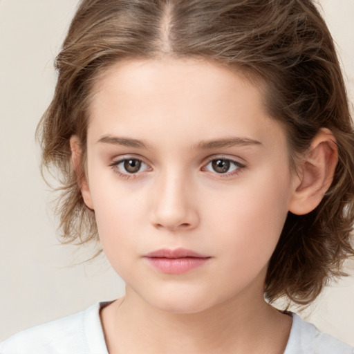 Neutral white child female with medium  brown hair and brown eyes