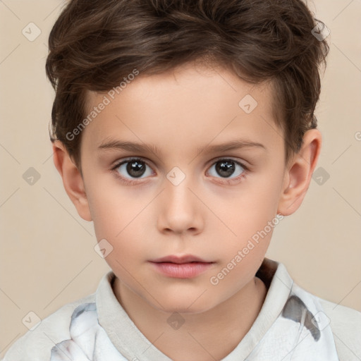 Neutral white child male with short  brown hair and brown eyes