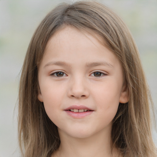 Neutral white child female with medium  brown hair and brown eyes