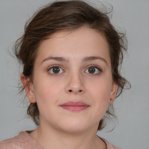 Neutral white child female with medium  brown hair and brown eyes