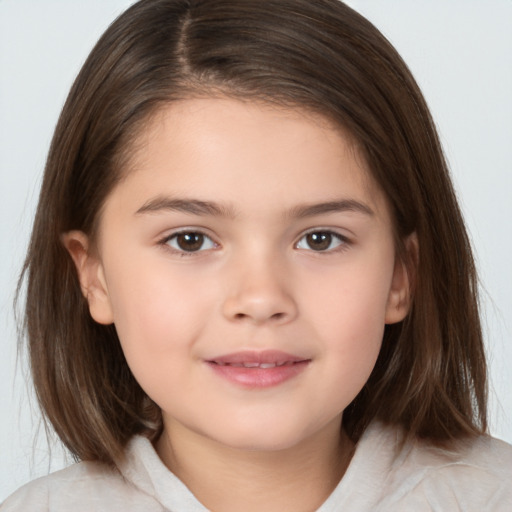 Neutral white child female with medium  brown hair and brown eyes