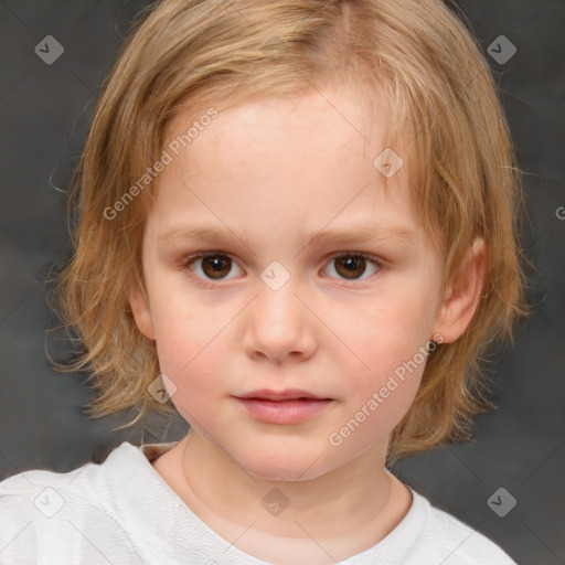 Neutral white child female with medium  brown hair and brown eyes