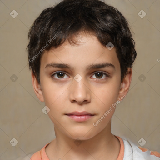 Neutral white child male with short  brown hair and brown eyes