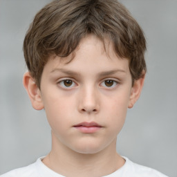 Neutral white child male with short  brown hair and brown eyes