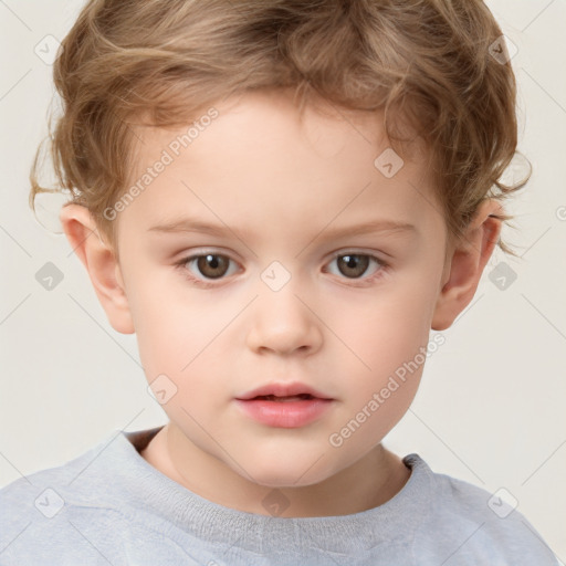 Neutral white child male with short  brown hair and brown eyes