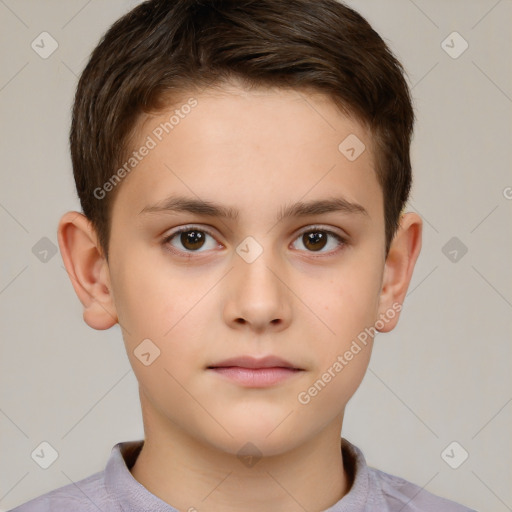 Neutral white child male with short  brown hair and brown eyes