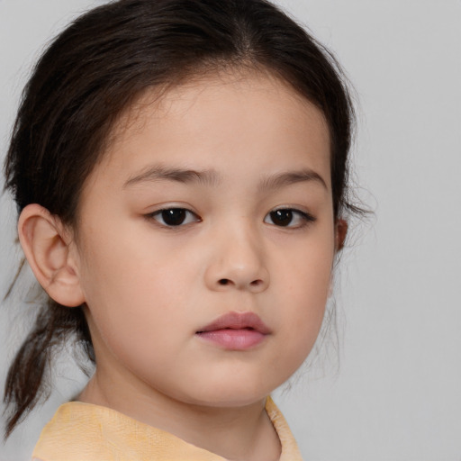 Neutral white child female with medium  brown hair and brown eyes