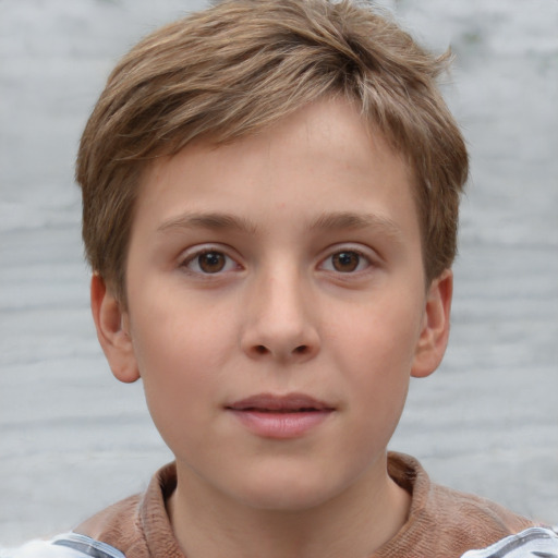 Neutral white child male with short  brown hair and grey eyes