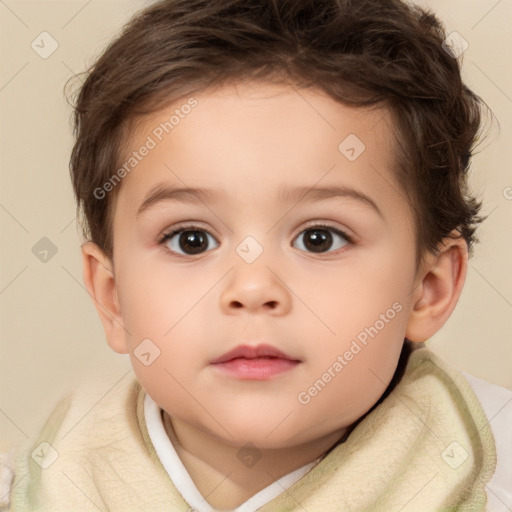 Neutral white child female with short  brown hair and brown eyes