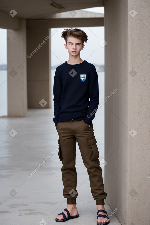 Slovenian teenager boy with  brown hair