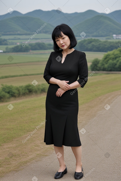 South korean middle-aged female with  black hair