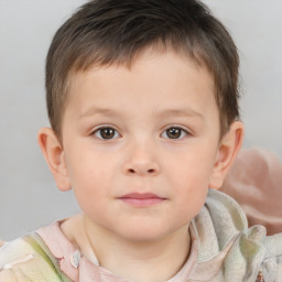 Neutral white child male with short  brown hair and brown eyes