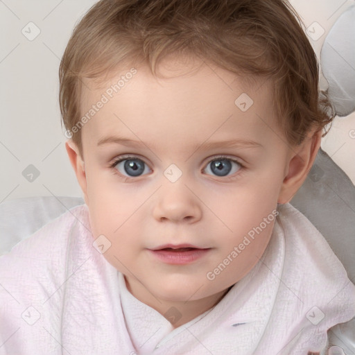 Neutral white child female with short  brown hair and brown eyes