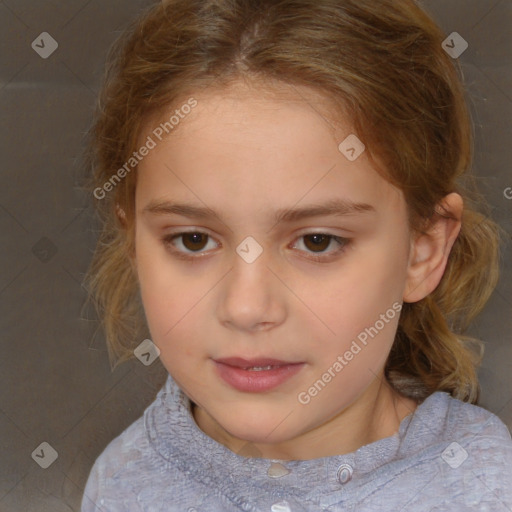 Neutral white child female with medium  brown hair and brown eyes