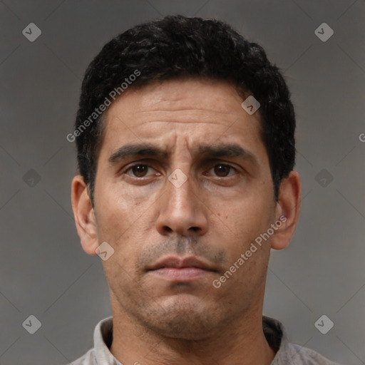 Neutral white adult male with short  brown hair and brown eyes