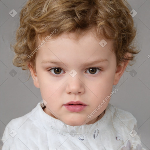 Neutral white child male with short  brown hair and brown eyes