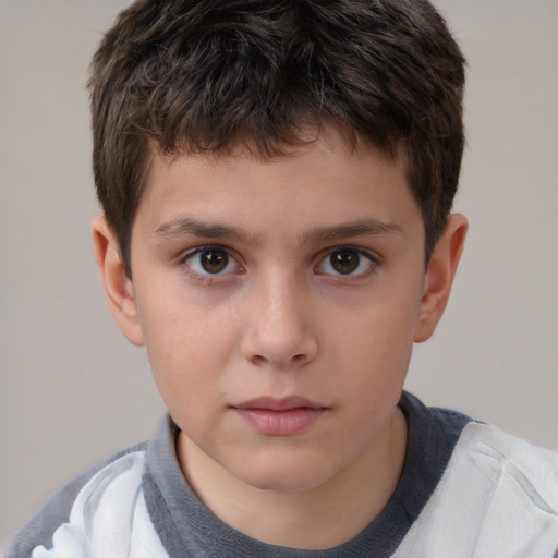 Neutral white child male with short  brown hair and brown eyes