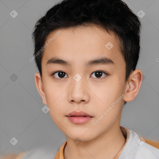 Neutral white child male with short  brown hair and brown eyes