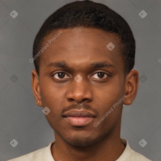 Neutral latino young-adult male with short  brown hair and brown eyes