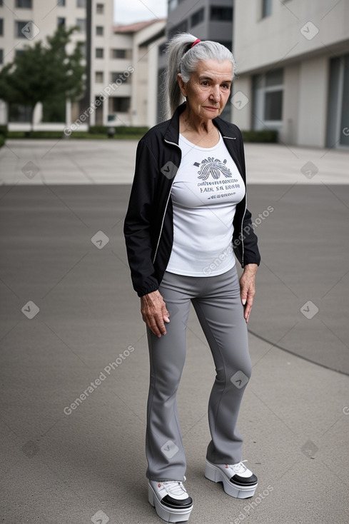 Albanian elderly female with  gray hair