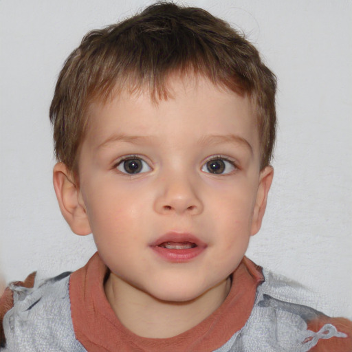 Neutral white child male with short  brown hair and brown eyes