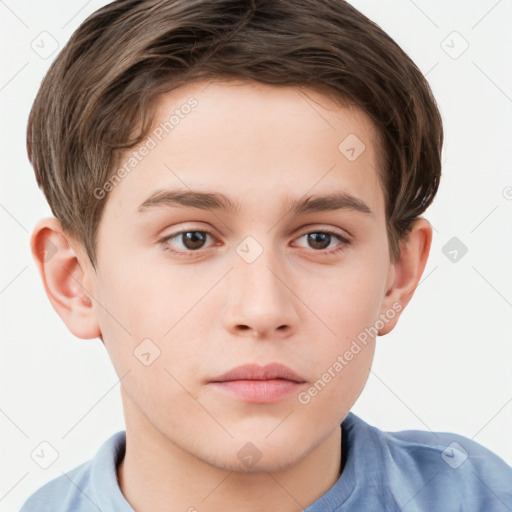 Neutral white child male with short  brown hair and brown eyes