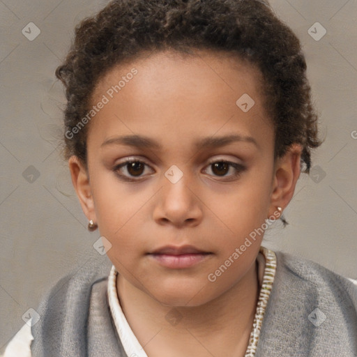 Neutral white child female with short  brown hair and brown eyes