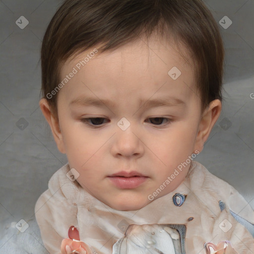 Neutral white child female with short  brown hair and brown eyes