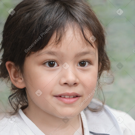 Neutral white child female with medium  brown hair and brown eyes