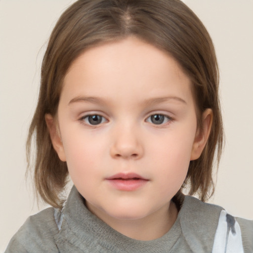 Neutral white child female with medium  brown hair and brown eyes