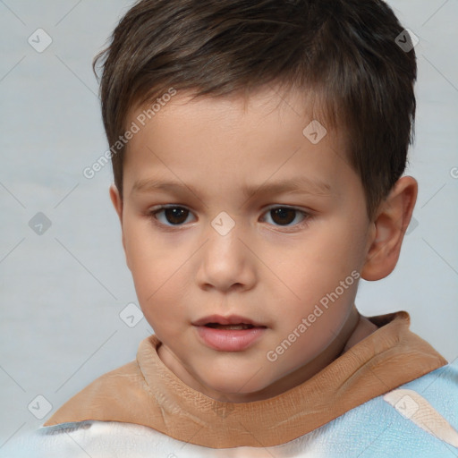 Neutral white child male with short  brown hair and brown eyes