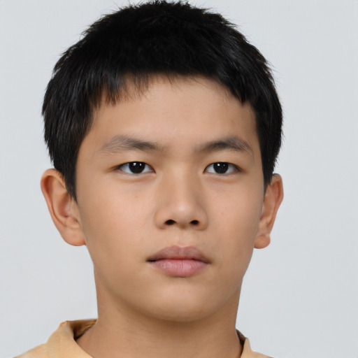 Neutral asian young-adult male with short  brown hair and brown eyes