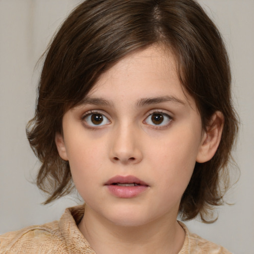 Neutral white child female with medium  brown hair and brown eyes