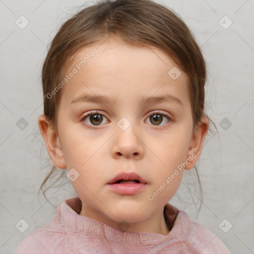 Neutral white child female with medium  brown hair and brown eyes