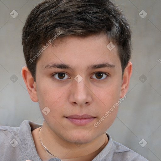 Neutral white child male with short  brown hair and brown eyes