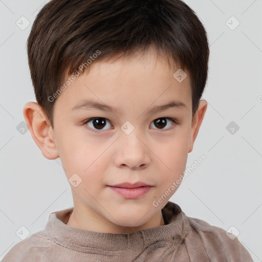 Neutral white child male with short  brown hair and brown eyes