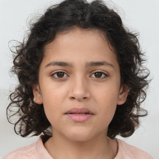 Neutral white child female with medium  brown hair and brown eyes