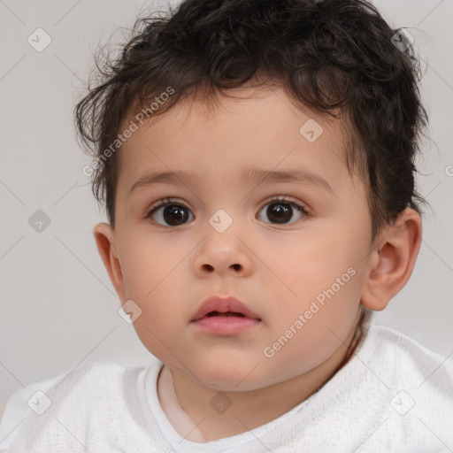 Neutral white child male with short  brown hair and brown eyes