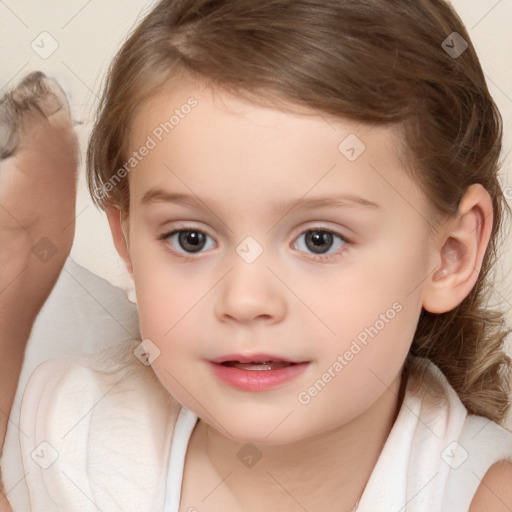 Neutral white child female with medium  brown hair and brown eyes