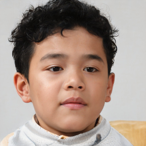 Neutral asian child male with short  brown hair and brown eyes