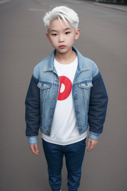 Chinese child boy with  white hair