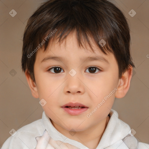 Neutral white child male with short  brown hair and brown eyes