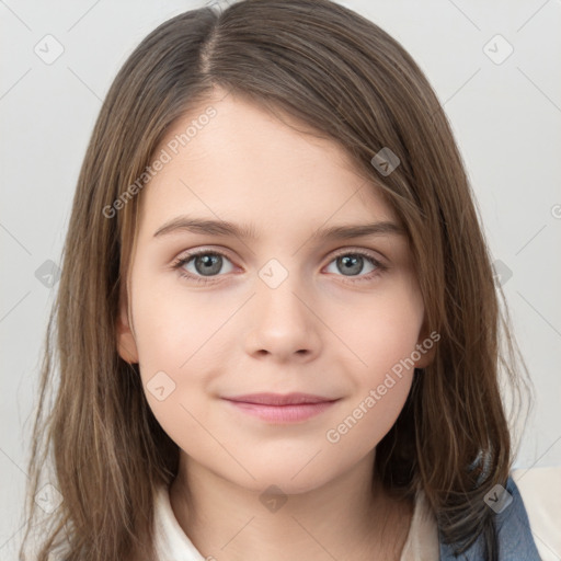 Neutral white child female with medium  brown hair and brown eyes