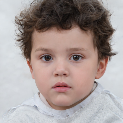 Neutral white child male with short  brown hair and brown eyes