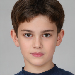 Neutral white child male with short  brown hair and brown eyes