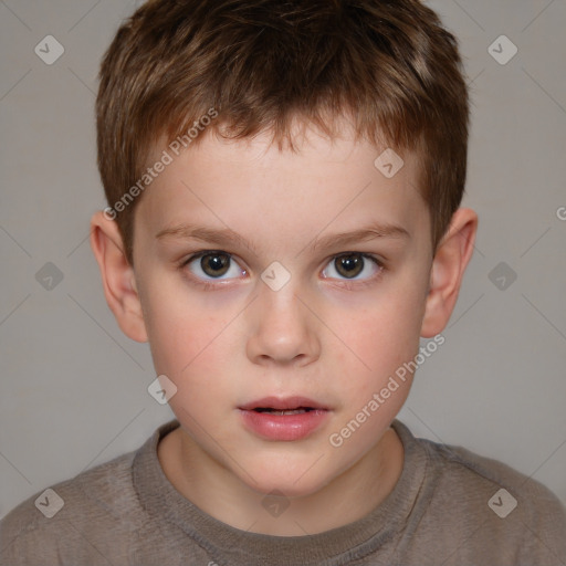 Neutral white child male with short  brown hair and brown eyes