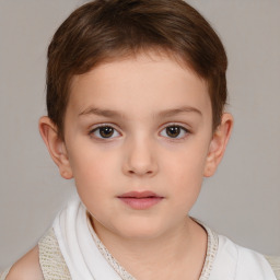 Neutral white child female with short  brown hair and brown eyes