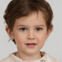 Neutral white child female with short  brown hair and brown eyes